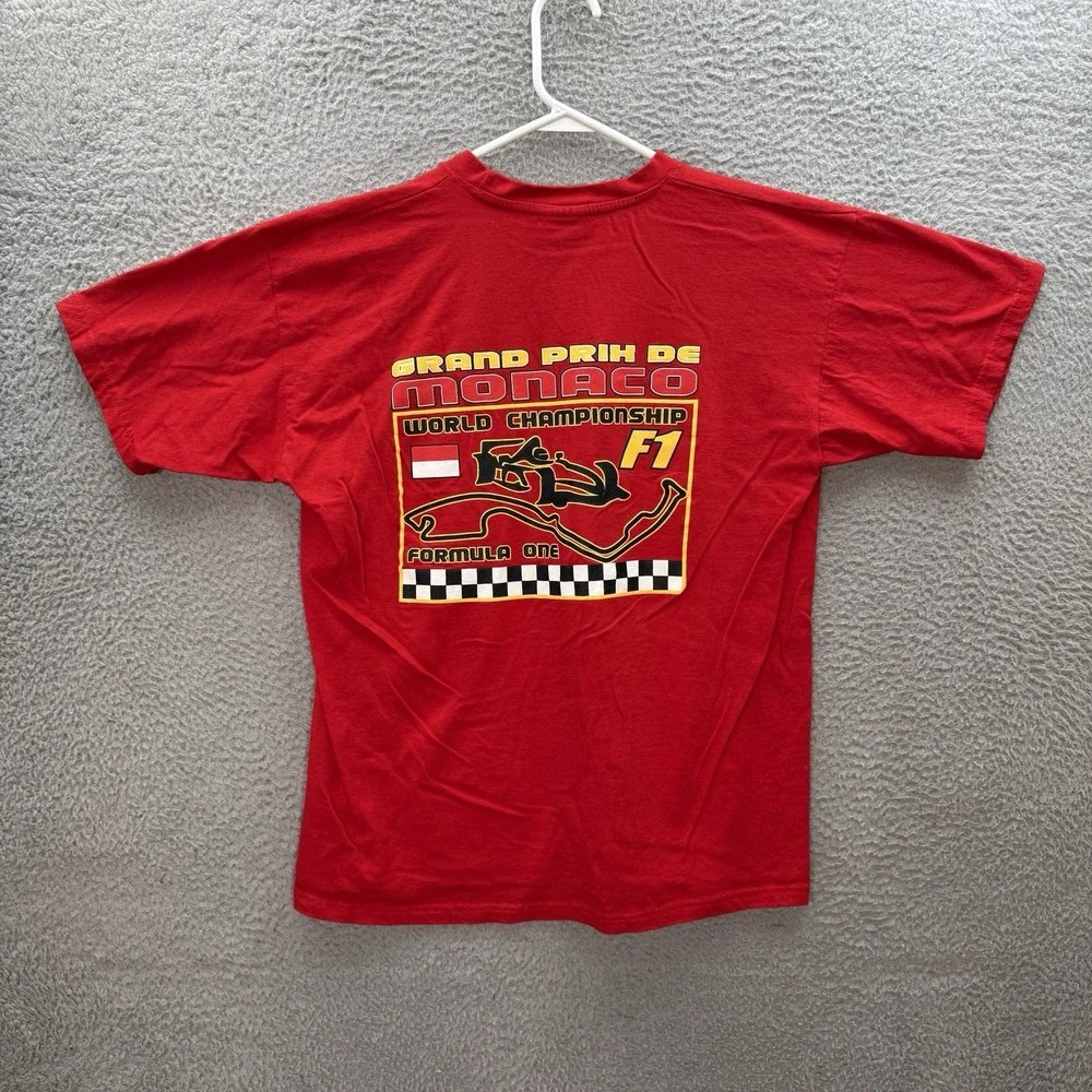B&C Shirt Adult Large Red Principaute De Monaco F1 Grand Prix Formula One Racing